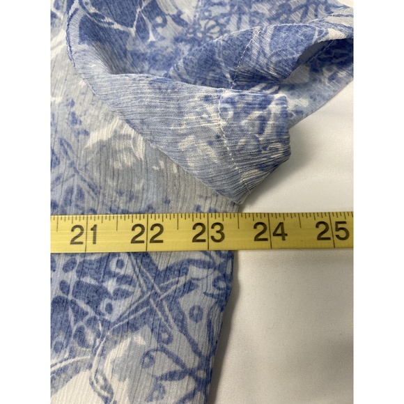 Alfred Dunner Blue White Abstract Pattern Short Sleeves Button Up Blouse 16 - Picture 6 of 8